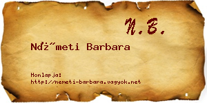 Németi Barbara névjegykártya